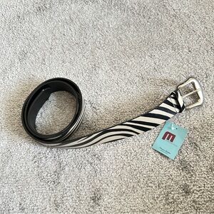 Martina Mori Genuine Leather Made in Italy Stylish Black and White Leather Belt